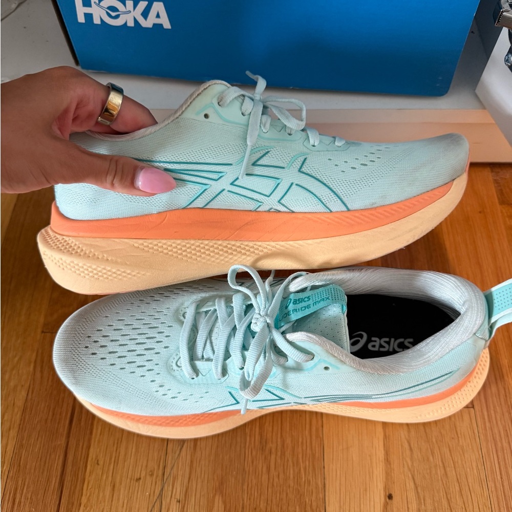 ASICS Women's Aqua and Peach Athletic Shoes